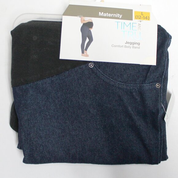 Time and Tru Large 12-14 Dark Denim Blue Jean Maternity Jeggings - Picture 1 of 8